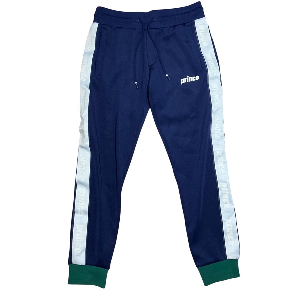 Prince Pickleball Mens Navy Blue Track Pants Side Stripe Joggers Small